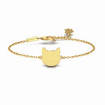 Product image of elegant gold bracelet featuring cat head pendant.