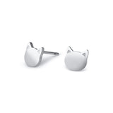 Stainless steel stud earrings in the shape of little cat head.