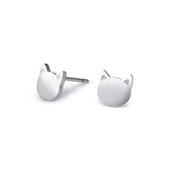 Stainless steel stud earrings in the shape of little cat head.