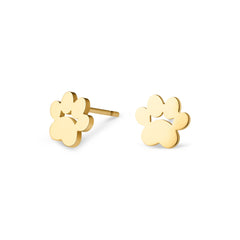 Elegant gold paw print earrings with a minimalist design, perfect for cat lovers.