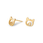 Gold-plated cat-shaped stud earrings with the little heart inside.