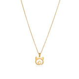 Elegant gold-plated cat pendant with a heart detail, a timeless piece for cat lovers.