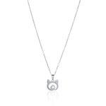 Minimalist silver necklace featuring a cat head silhouette with a heart detail inside, perfect for everyday wear.