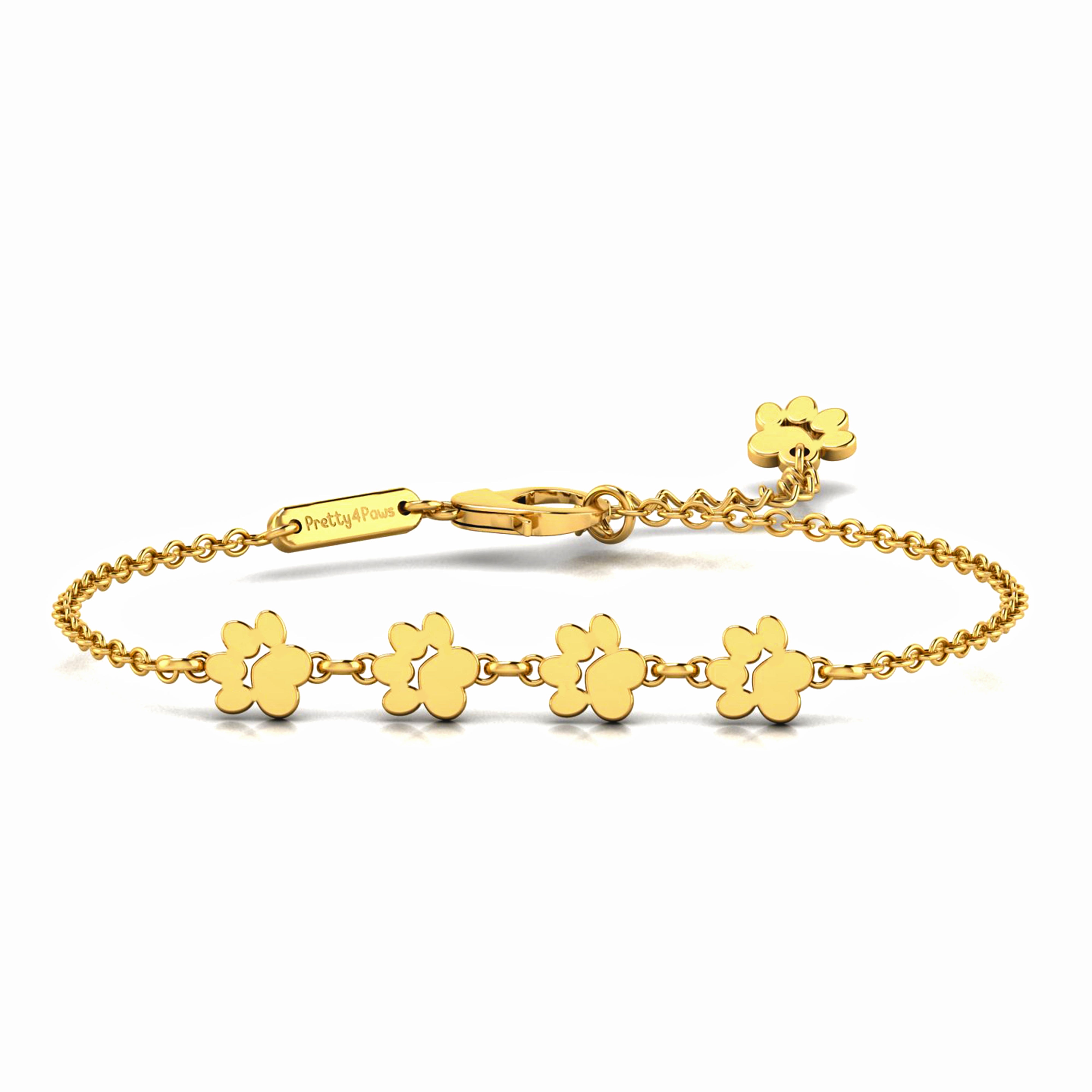 Image showing a product image of gold bracelet featuring four cute cat paws.