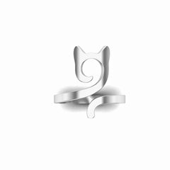 A product image of simple and elegant silver ring for cat ladies. 