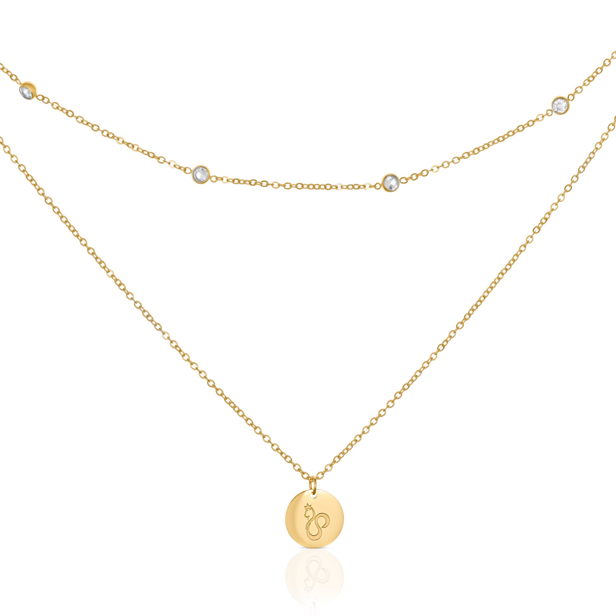 The top layer has zirconia, while the lower layer features a signature Pretty4Paws pendant – a minimalist cat design.