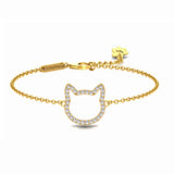 A render image of Magical Meow gold-plated bracelet featuring shape of the cat head with shiny zirconia.