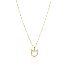Elegant gold-plated cat silhouette necklace with shimmering stones, perfect for everyday wear.